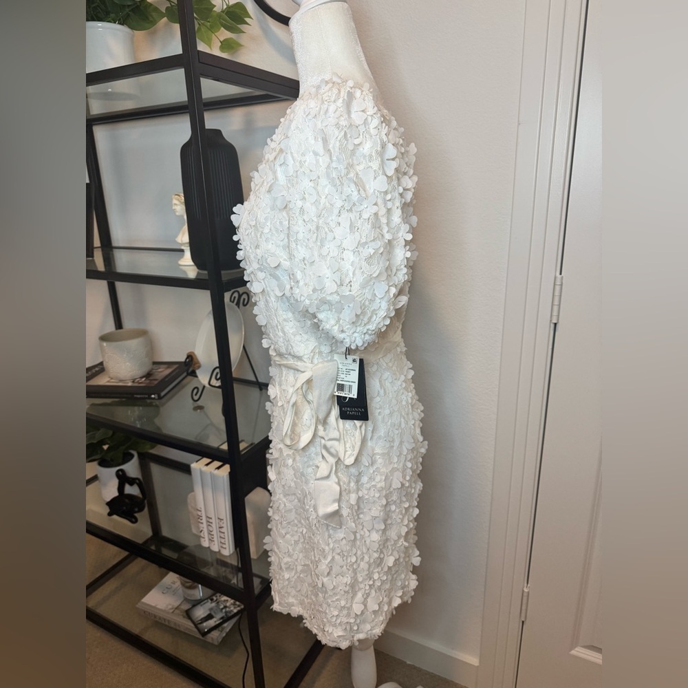 NWT Adrianna Papell One Shoulder Mini Cocktail and Party Dress Ivory Size 10 - Picture 6 of 9